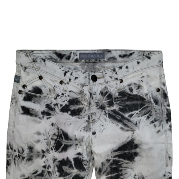 Rock & Republic Tie Dye Berlin Skinny Jeans Black & White Tie Dye Size 10 - Picture 3 of 9